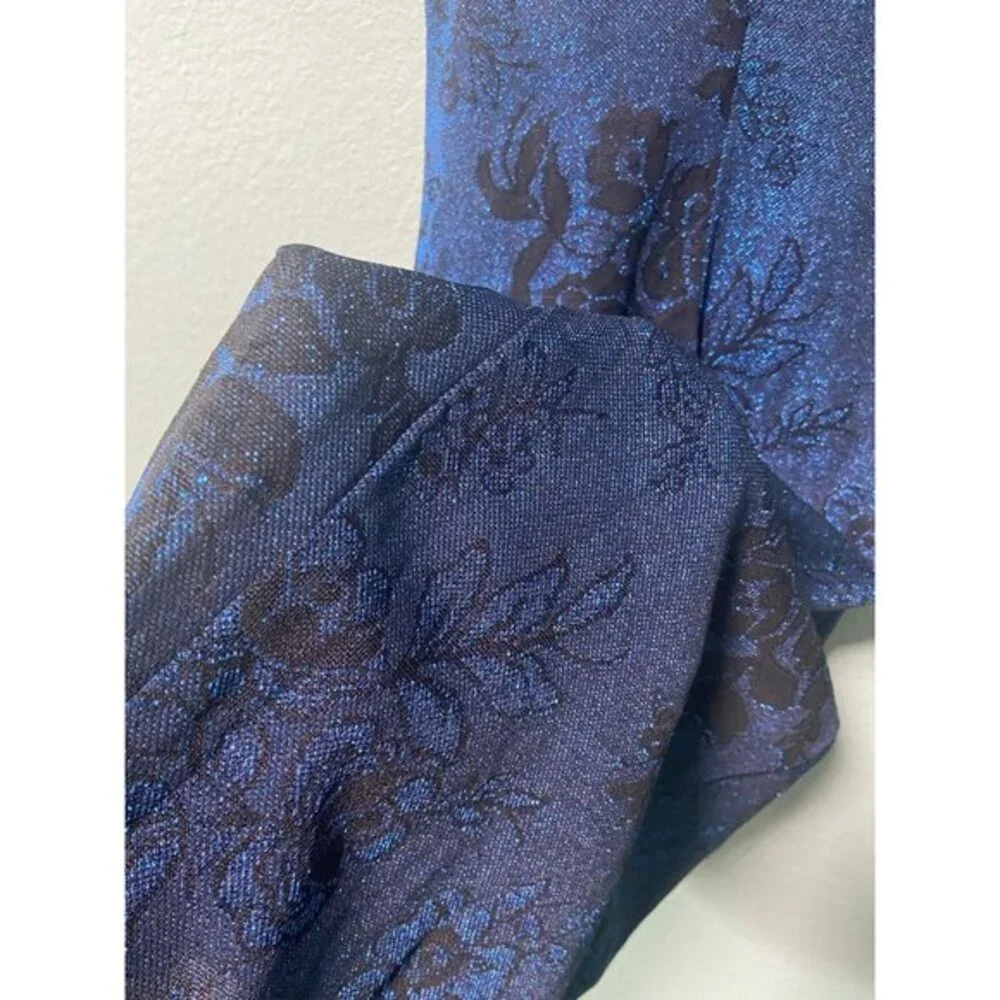 Vintage All That Jazz Women's Clinched Blue and‎ Black Floral Dress Size 7
